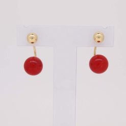 Boucles d'oreilles boules or jaune et corail rouge