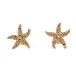 Boucles d'oreilles tout or jaune 18k étoile de mer système poussette