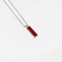 Tour de cou argent barrette corail rouge
