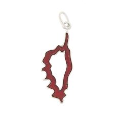 Pendentif or blanc 18k corse traditionnelle et corail rouge de méditerranée