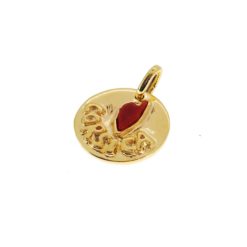 Médaille argent doré corsica avec corail rouge de méditerranée
