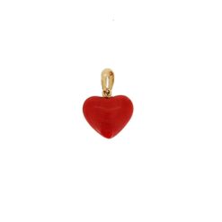 Pendentif coeur corail rouge 15mm et or jaune 18k