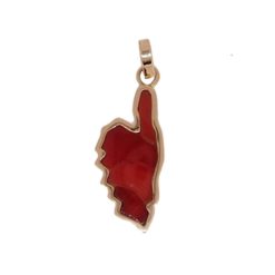 Pendentif corse marqueterie or jaune 18k, corail rouge et diamants