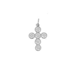 pendentif croix catholique or blanc 18k diamants