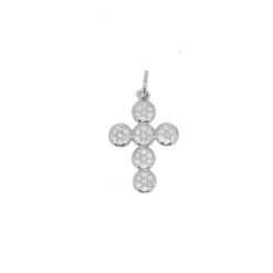 Pendentif croix or blanc 18k et diamants