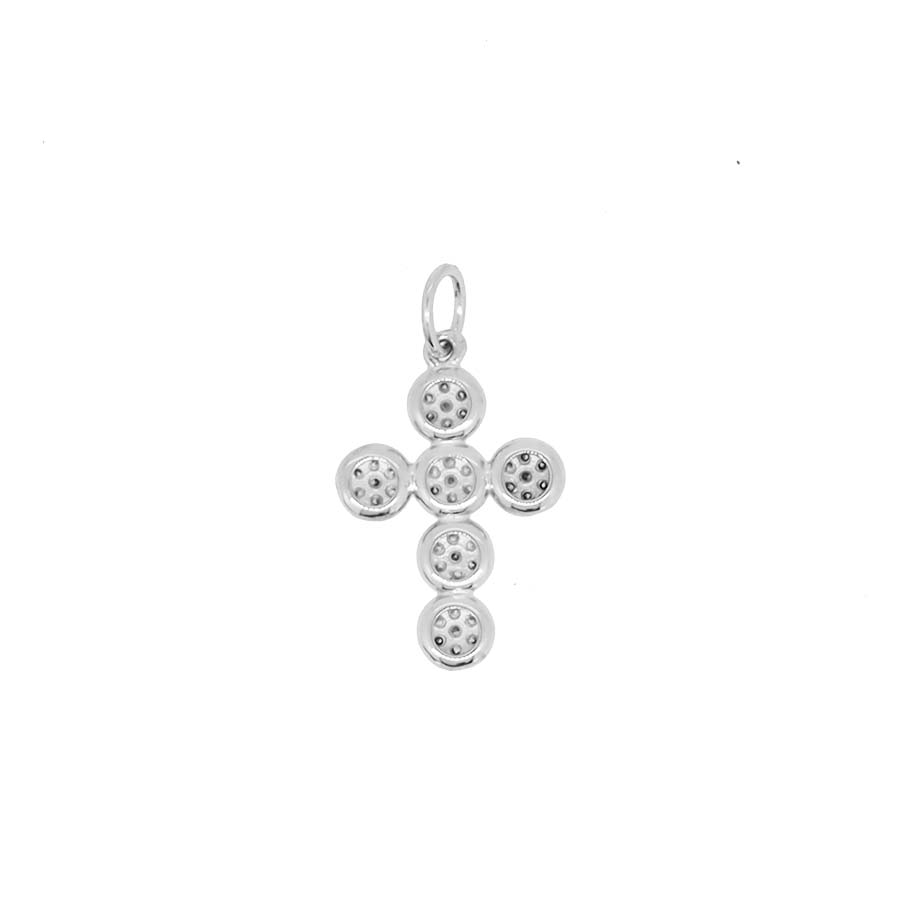 pendentif croix catholique or blanc 18k diamants