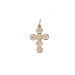 Pendentif croix or jaune 18k et diamants