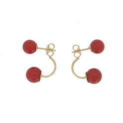 Boucles d'oreilles duo de perles de corail rouge