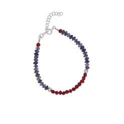 Bracelet - corail rouge et cordiérite