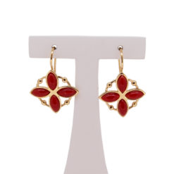 boucles d'oreille corail rouge argent doré