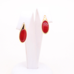 Boucles d'oreille Ovalie - Or et corail