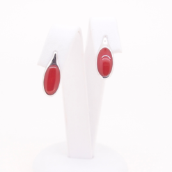 Boucles d'oreille Ovalie - Or blanc et corail