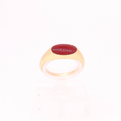 Bague Ovalie - Or et corail