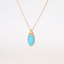 Pendentif Ovalie - Or et Turquoise
