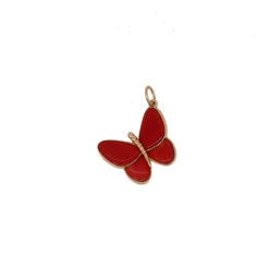Pendentif ailes corail rouge méditerranée et or jaune 18k