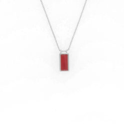 pendentif rectangle argent et corail rouge corse