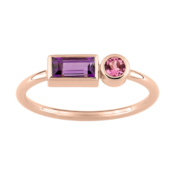 Bague Joelli - Améthyste et tourmaline rose sur or rose