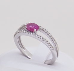 bague or blanc 18k diamants et rubis