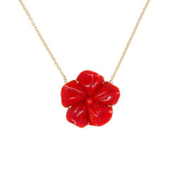 pendentif fleur corail rouge et or jaune