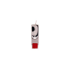 Plaque argent ancre carre corail