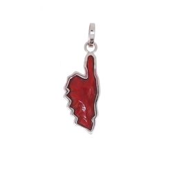 Pendentif corse relief or blanc 18k, corail rouge et diamants