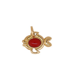 Pendentif poisson PM corail rouge et or 1