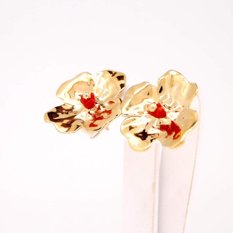 Boucles d'oreille - petite Fleur de Ciste dorée