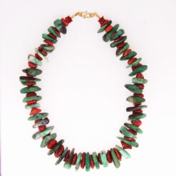 Collier corail rouge et chrysoprase