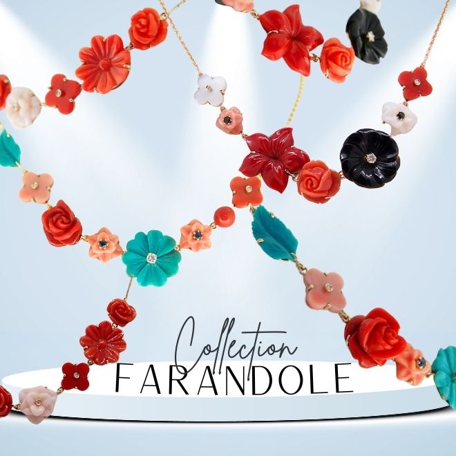 colliers farandole corail or 18k