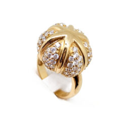 Bague or jaune 18k en forme d 'oursin avec une empierrage d'oxydes de zirconium