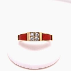 bague or jaune 18k 2 morceaux corail rouge med 4 bts
