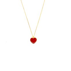 Tour de cou or jaune 18k avec son pendentif en Corail rouge