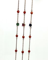 Bracelet argent doré 925 et corail rouge