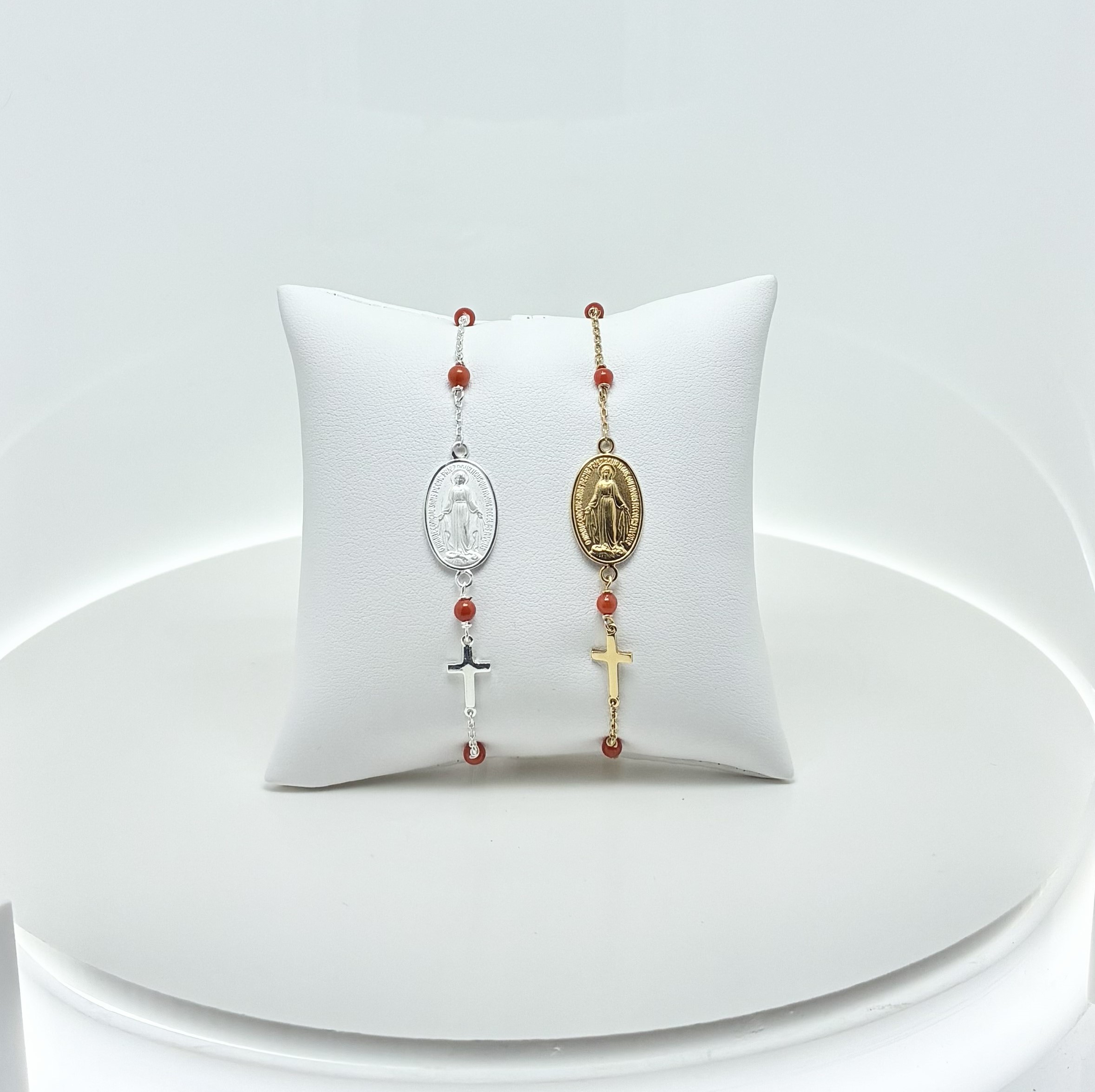 Bracelet argent vierge + croix pm
